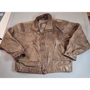 Vintage 1980s Adventure Bound Originals Brown Leather Bomber Jacket XL